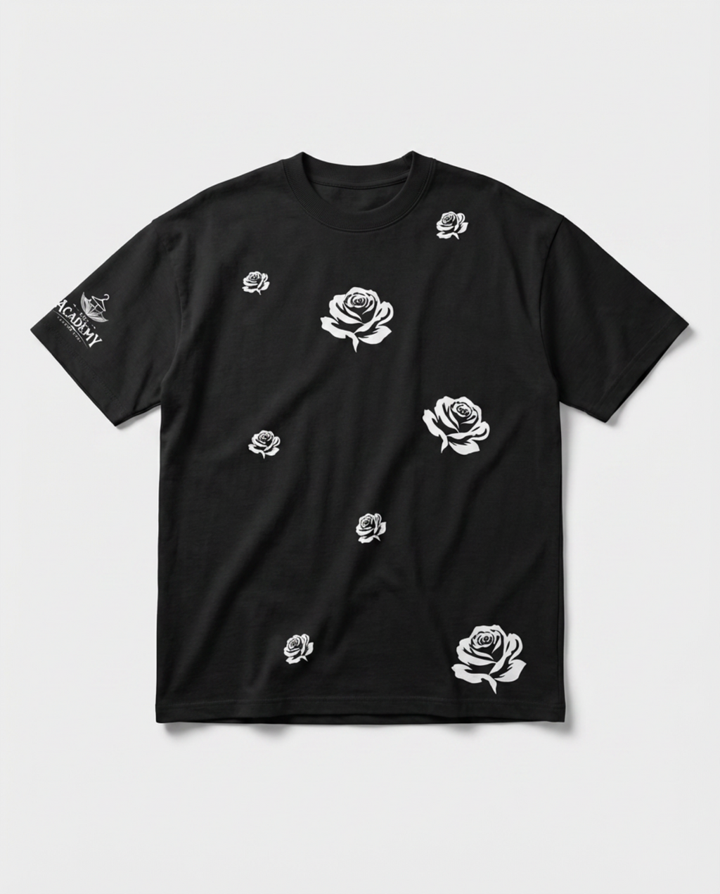 WHITE ROSE BLACK GRAPHIC TEE