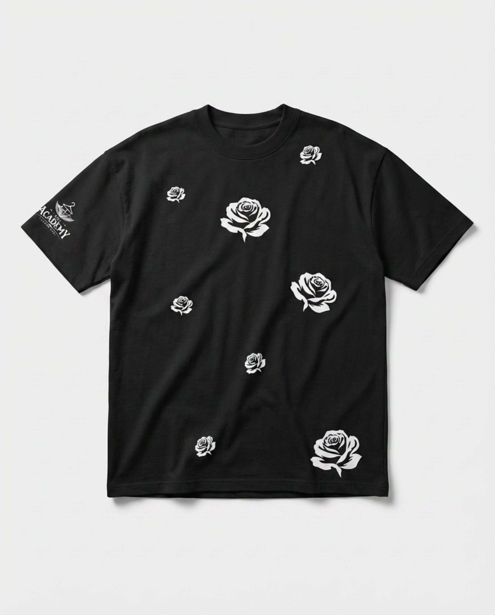 WHITE ROSE BLACK GRAPHIC TEE
