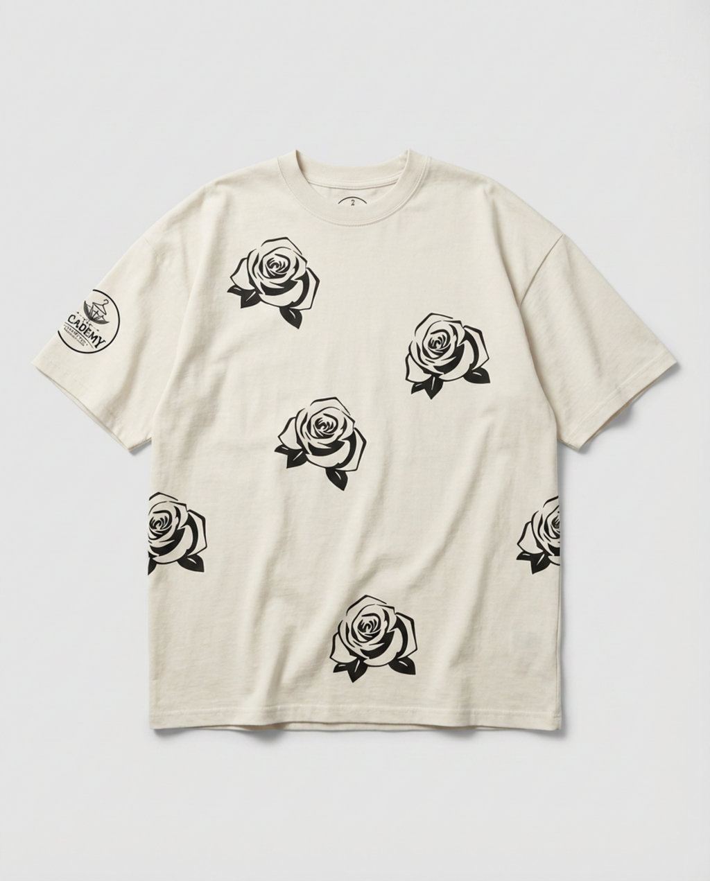 BLACK ROSE,  WHITE GRAPHIC TEE