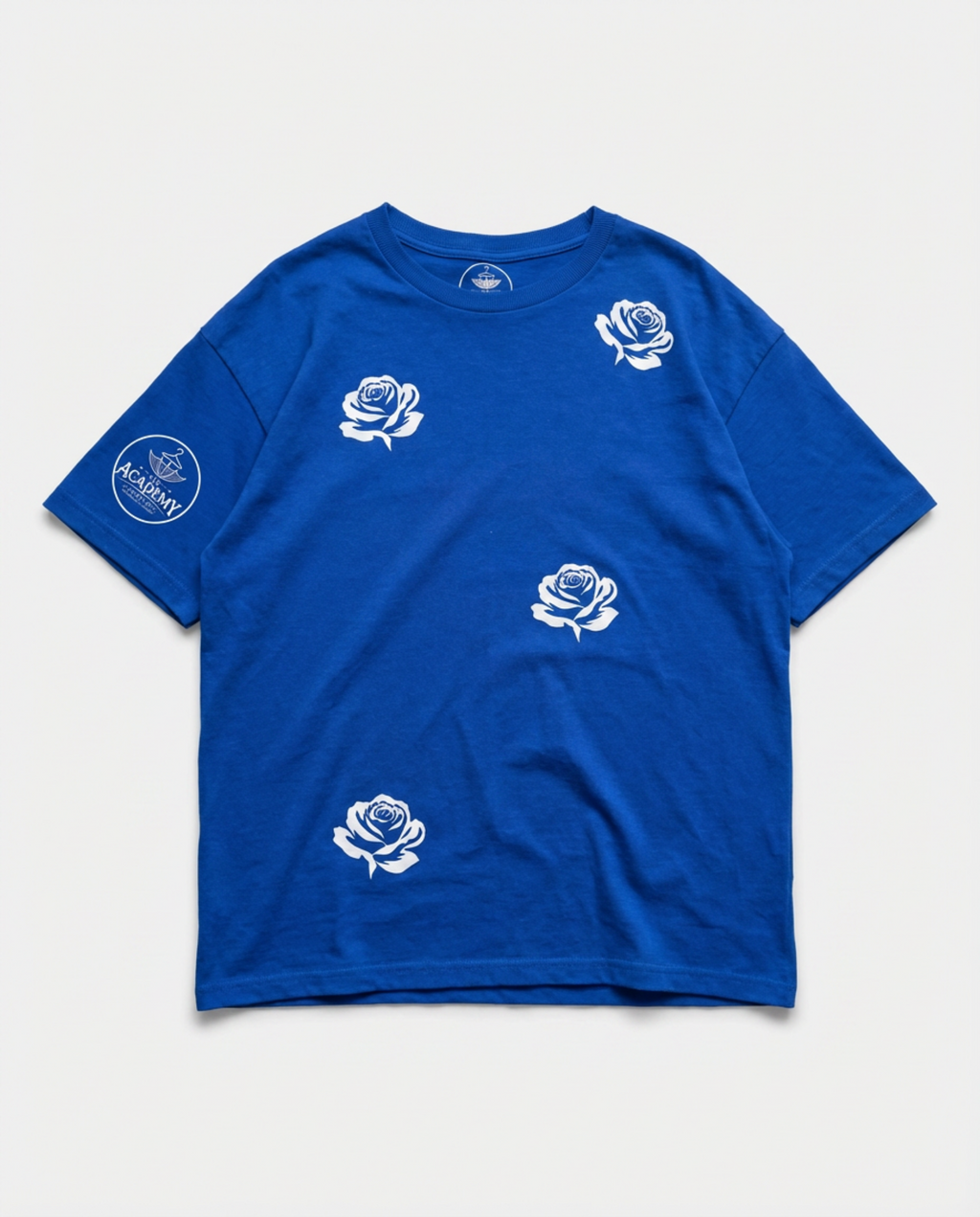 WHITE ROSE BLUE GRAPHIC TEE