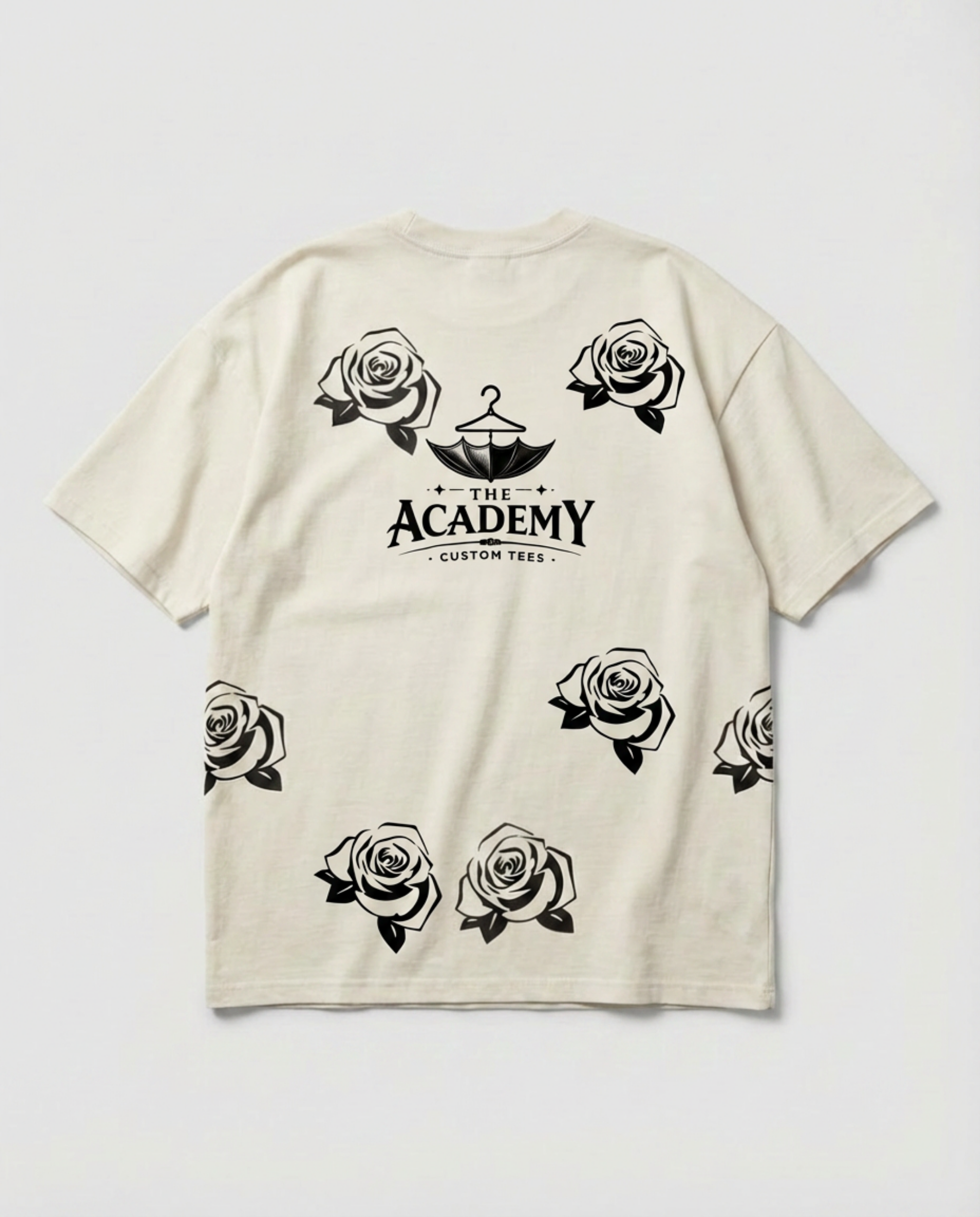 BLACK ROSE,  WHITE GRAPHIC TEE