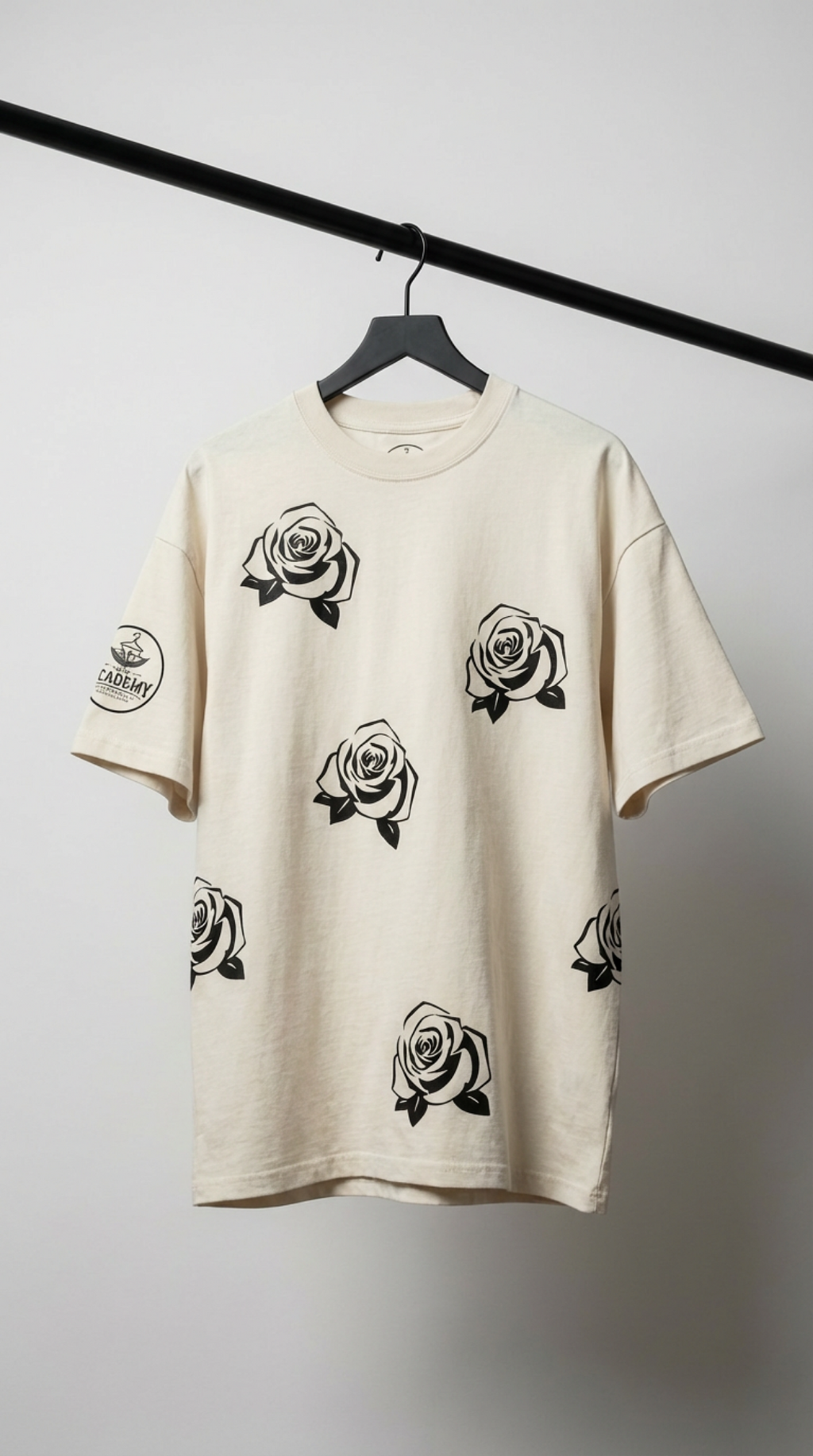 BLACK ROSE,  WHITE GRAPHIC TEE