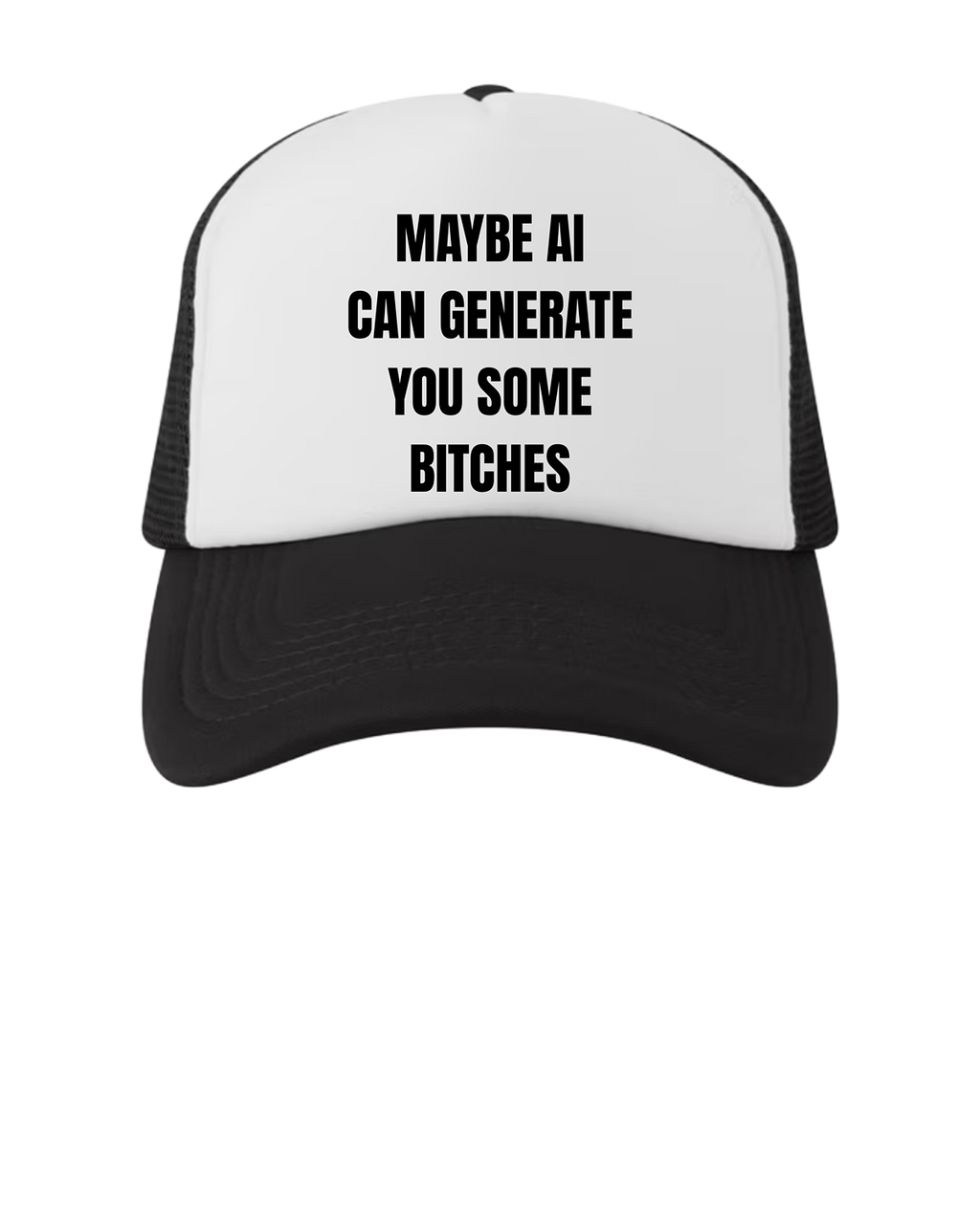 BLACK AND WHITE TRUCKER HAT