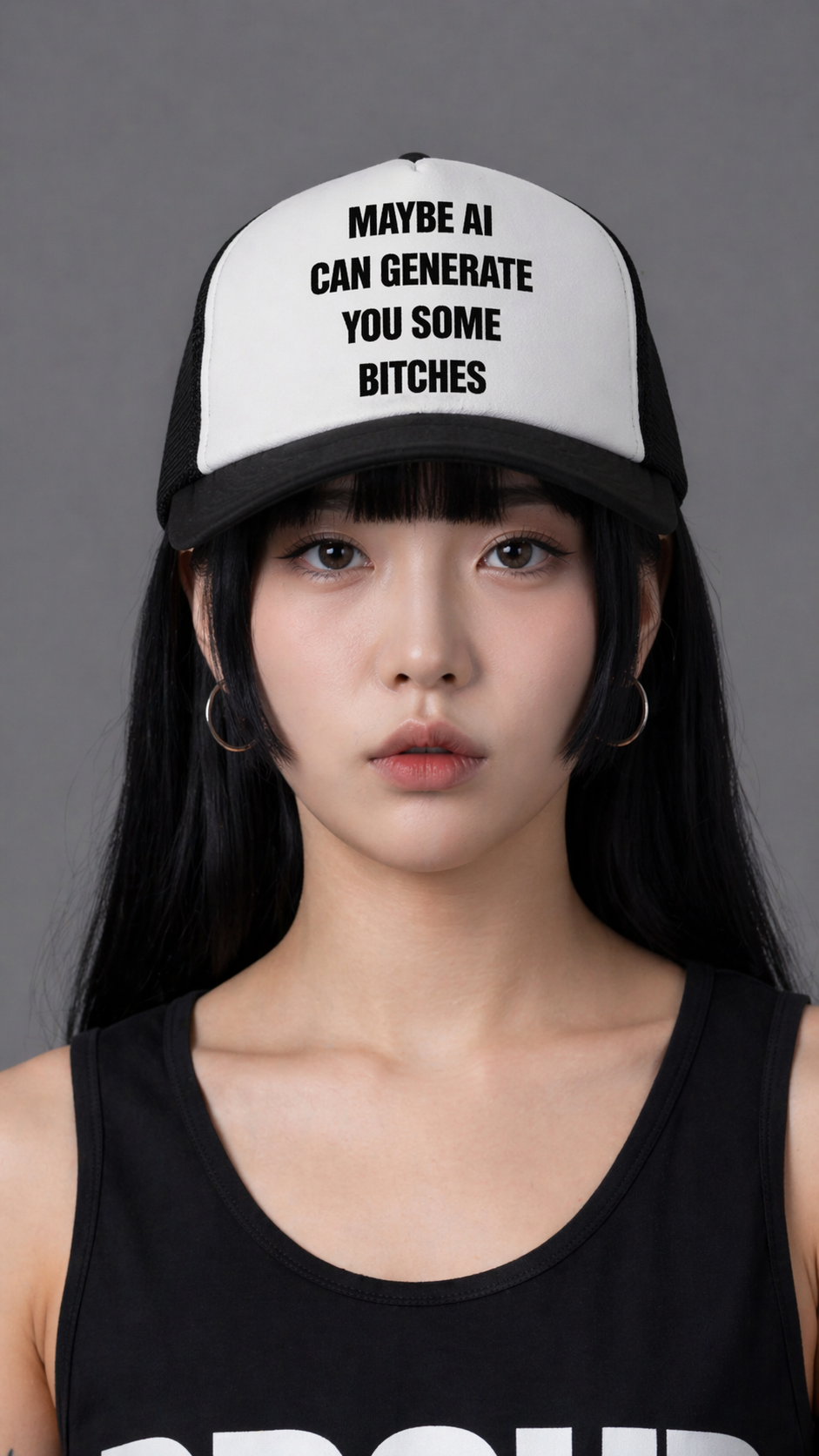 BLACK AND WHITE TRUCKER HAT